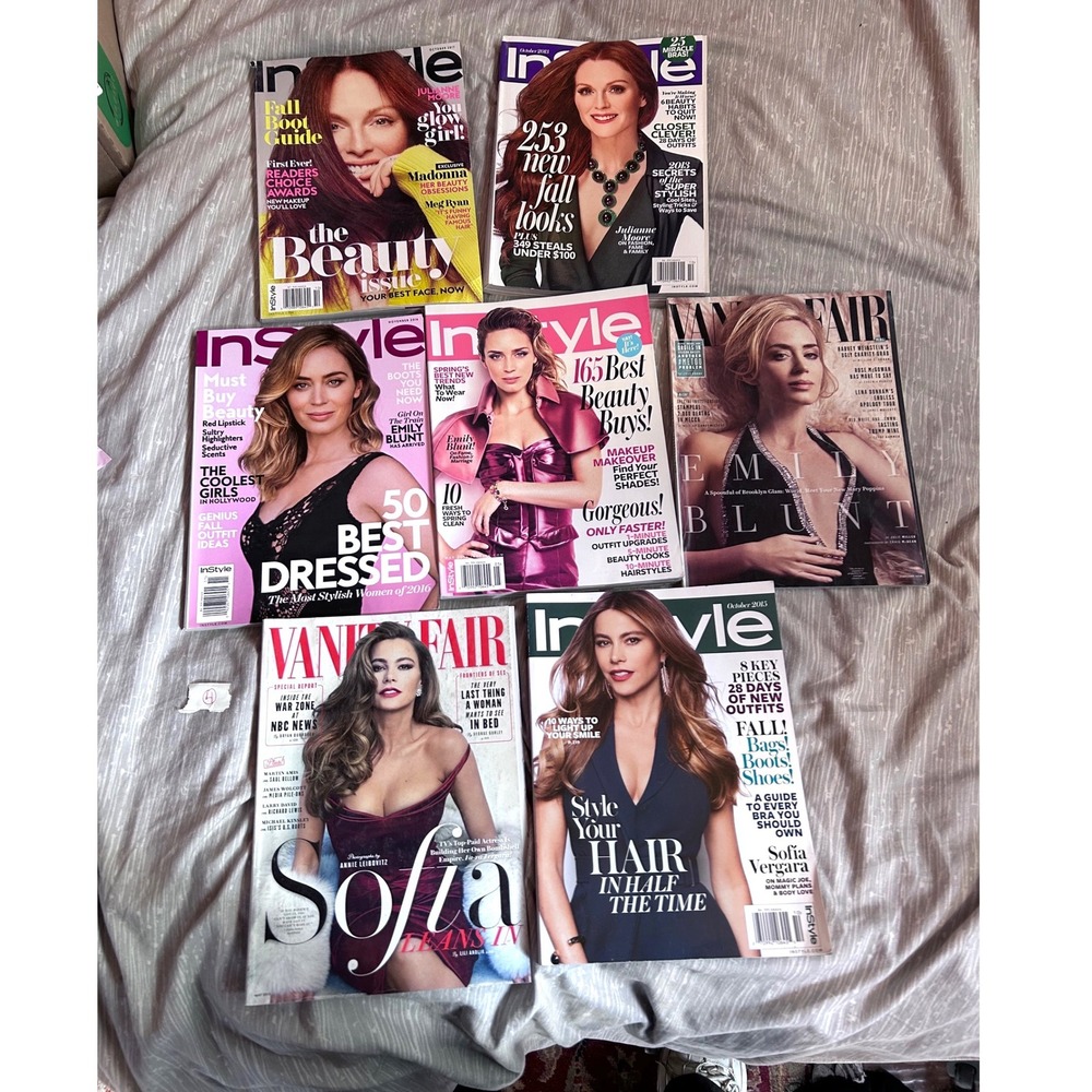 InStyle & Vanity Fair Magazine Lot of 7 Emily Blunt Sofia Vergara Julianne Moore